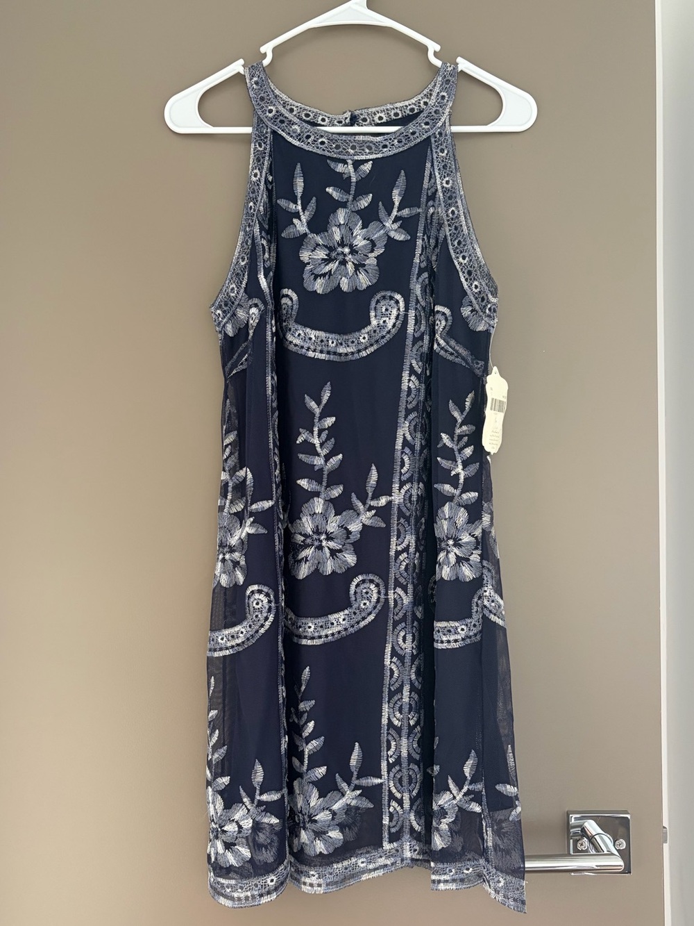 Altar'd State Navy Floral Embroidered Mini Dress